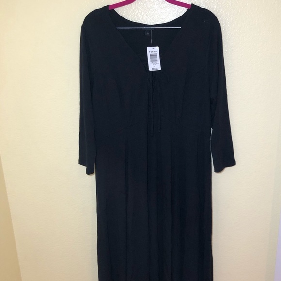 Torrid Midi Jersey Tie-Front Dress Size 2 - Picture 3 of 6